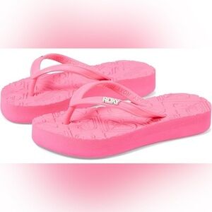 Roxy girls hot pink viva platform flip flop sandals size 11 little girls new